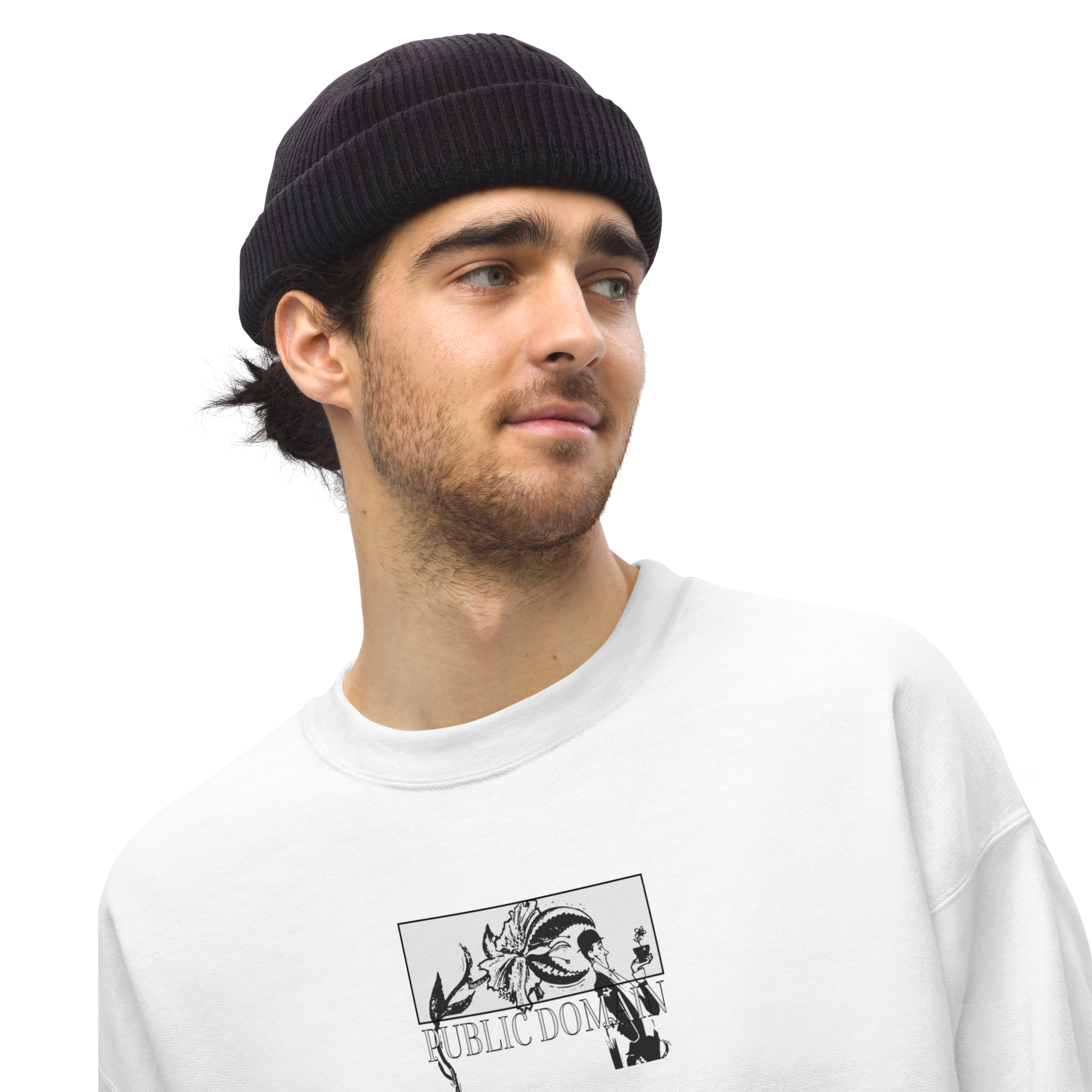 Little Shop of Horrors Sweatshirt Model with hat White