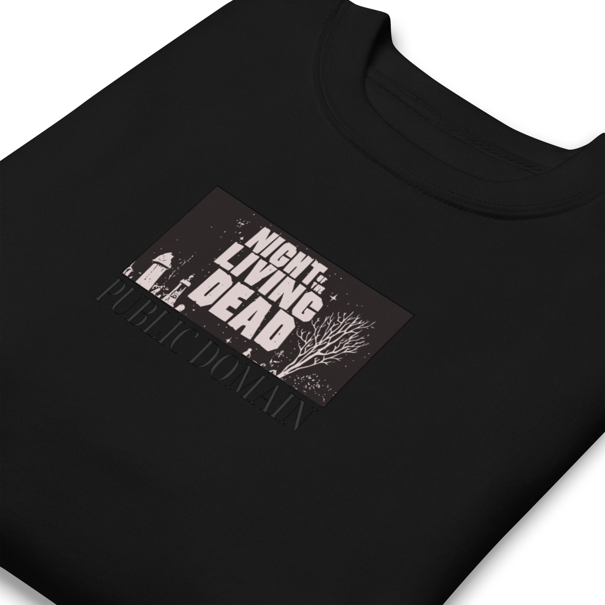 Night Of the Living Dead Sweatshirt Mock Up Folded Angle Black