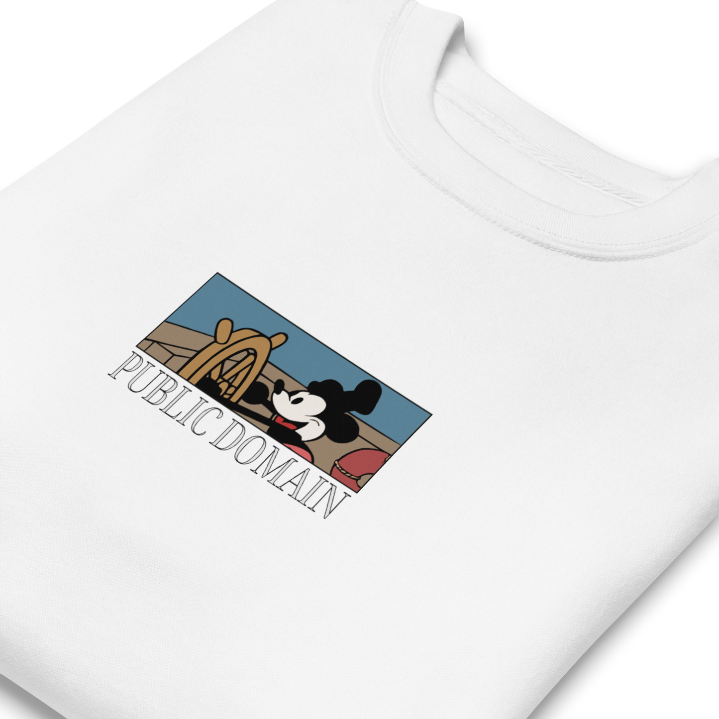 White Steamboat Willie Disney sweatshirt (Angled)