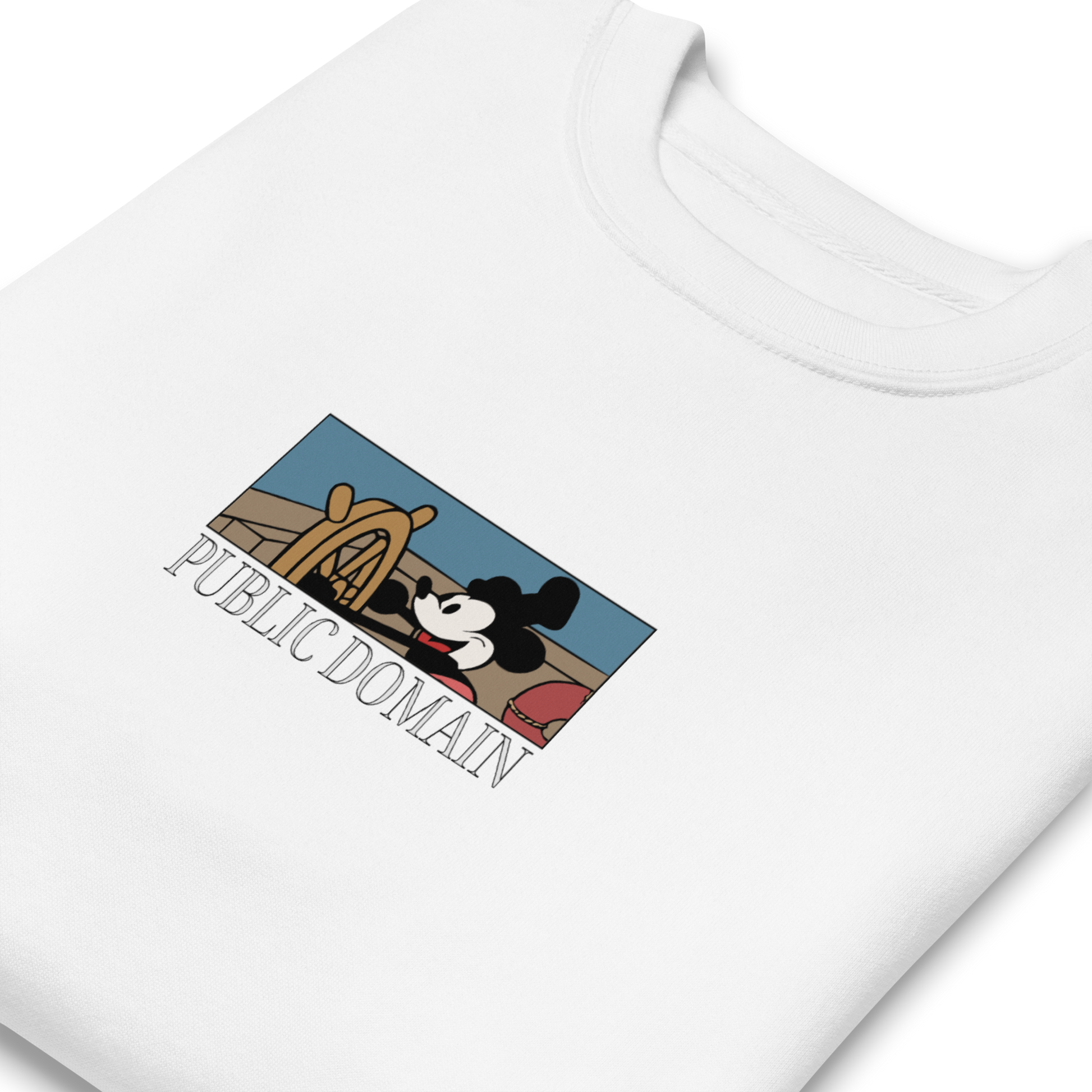 White Steamboat Willie Disney sweatshirt (Angled)