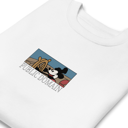 White Steamboat Willie Disney sweatshirt (Angled)